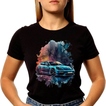 Porsche Panamera edition in a watercolor style - Unisex Round Neck Regular Fit 100% Combed Cotton Half Sleeve T-Shirt - Mojilo Mart