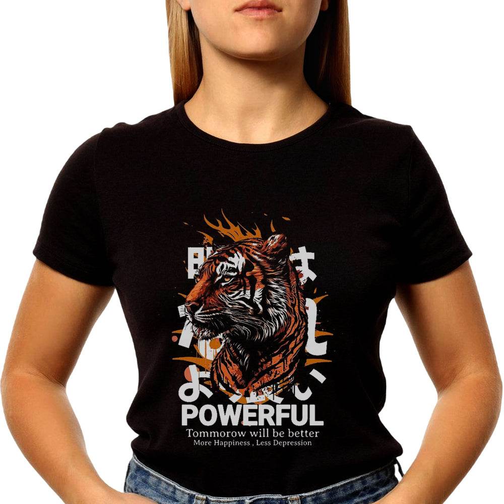 Powerful TIGER - Unisex Round Neck Regular Fit 100% Combed Cotton Half Sleeve T-Shirt - Mojilo Mart