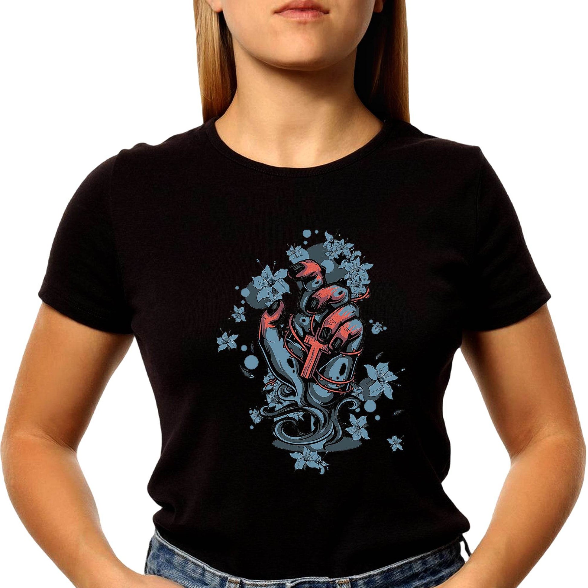 Premium 3d hand Designs - Unisex Round Neck Regular Fit 100% Combed Cotton Half Sleeve T-Shirt - Mojilo Mart