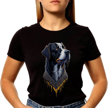 Proud Bernese Mountain Dog Head as Portrait Drawing Style - Unisex Round Neck Regular Fit 100% Combed Cotton Half Sleeve T-Shirt - Mojilo Mart