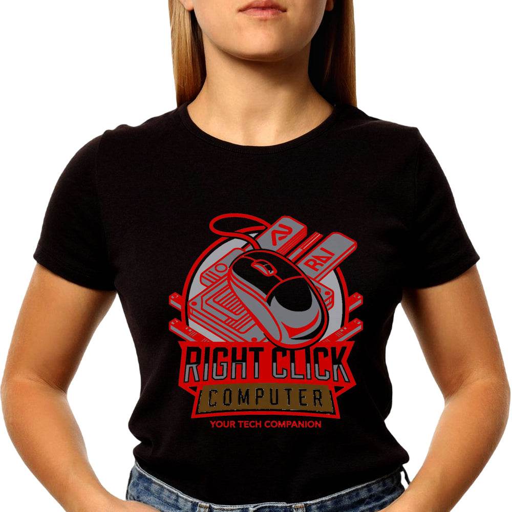 RIGHT CLICK COMPUTER YOUR TECH COMPANION - Unisex Round Neck Regular Fit 100% Combed Cotton Half Sleeve T-Shirt - Mojilo Mart