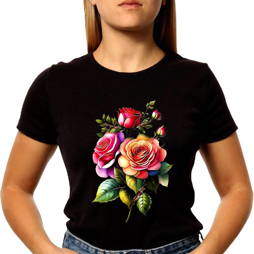Red Rose Graphic - Unisex Round Neck Regular Fit 100% Combed Cotton Half Sleeve T-Shirt - Mojilo Mart