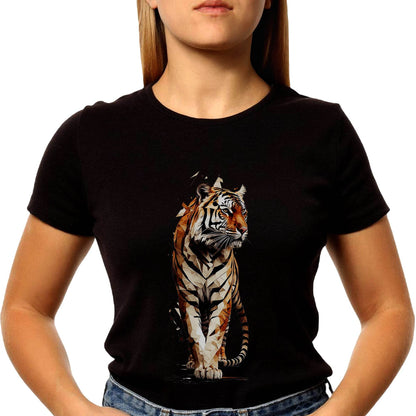 Roaring Beauty 3D Tiger - Unisex Round Neck Regular Fit 100% Combed Cotton Half Sleeve T-Shirt - Mojilo Mart