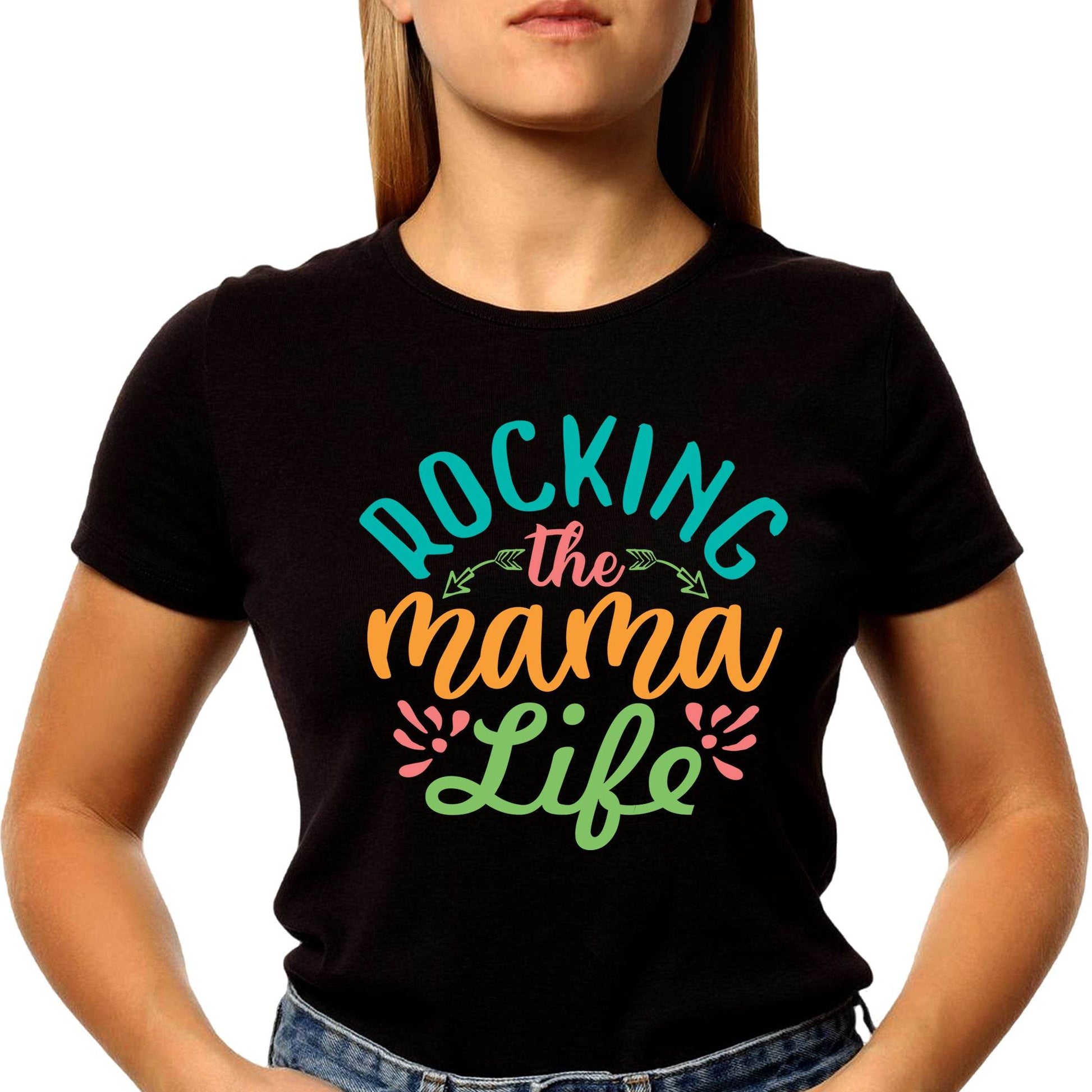 Rockin This Mama Life - Unisex Round Neck Regular Fit 100% Combed Cotton Half Sleeve T-Shirt - Mojilo Mart