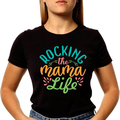 Rockin This Mama Life - Unisex Round Neck Regular Fit 100% Combed Cotton Half Sleeve T-Shirt - Mojilo Mart