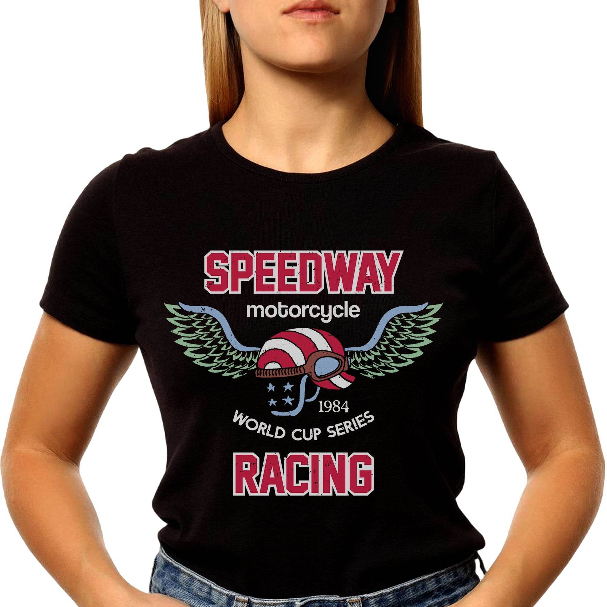 SPEEDWAY motorcycle 1984 WORLD CUP SERIES RACING - Unisex Round Neck Regular Fit 100% Combed Cotton Half Sleeve T-Shirt - Mojilo Mart