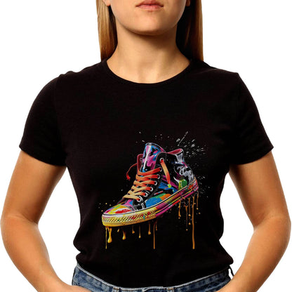 Splash Shoe Art Colorful Shoe Digital - Unisex Round Neck Regular Fit 100% Combed Cotton Half Sleeve T-Shirt - Mojilo Mart