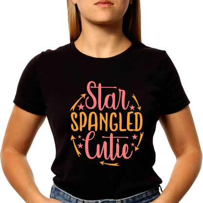 Star Spangled Cutie - Unisex Round Neck Regular Fit 100% Combed Cotton Half Sleeve T-Shirt - Mojilo Mart