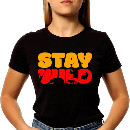 Stay Wild - Unisex Round Neck Regular Fit 100% Combed Cotton Half Sleeve T-Shirt - Mojilo Mart