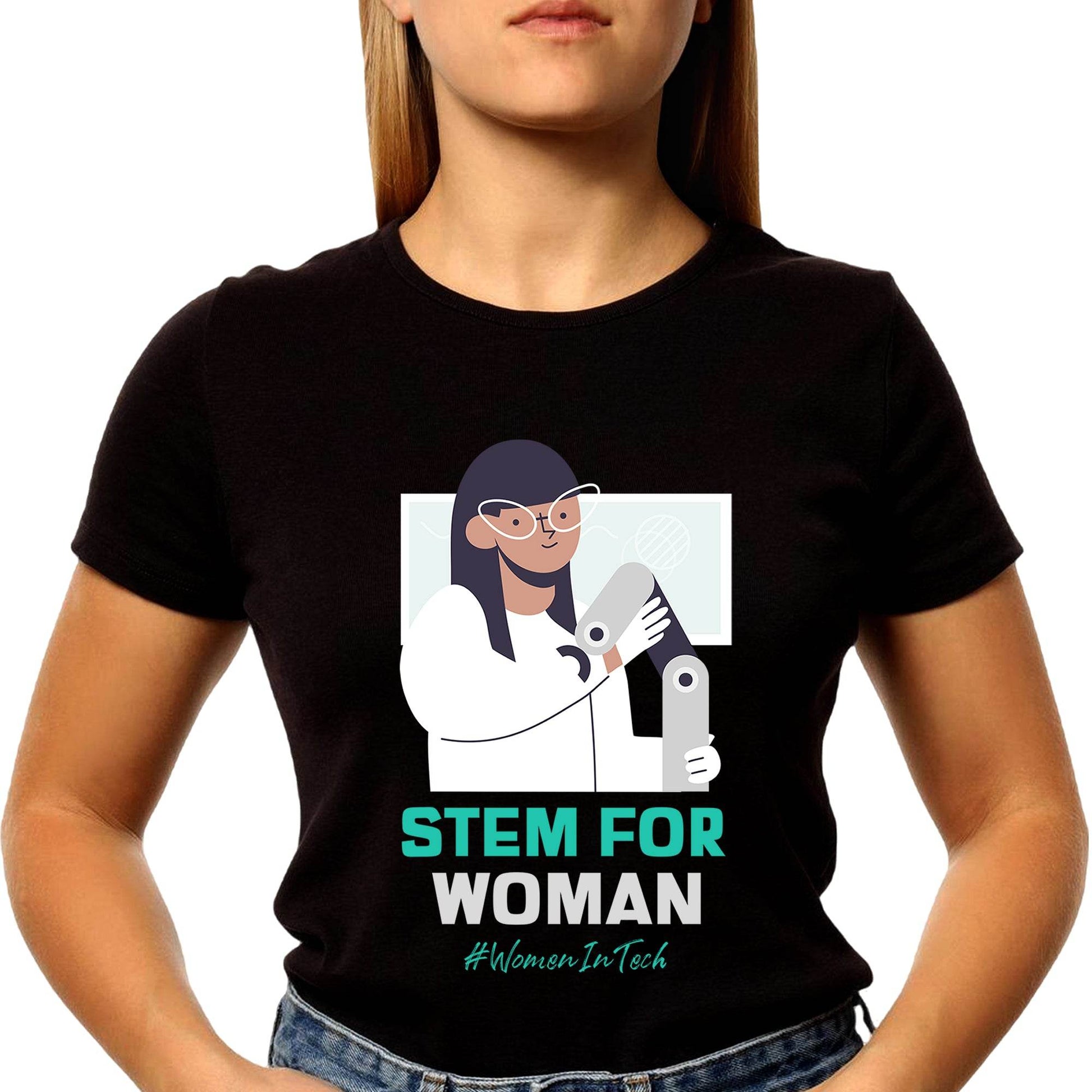 Stem For Woman - Unisex Round Neck Regular Fit 100% Combed Cotton Half Sleeve T-Shirt - Mojilo Mart