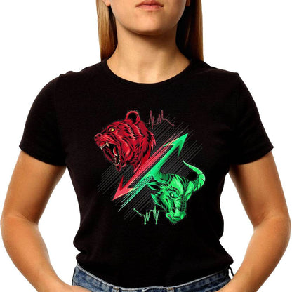 Stock Market Trader Bull vs Bear Vintage - Unisex Round Neck Regular Fit 100% Combed Cotton Half Sleeve T-Shirt - Mojilo Mart