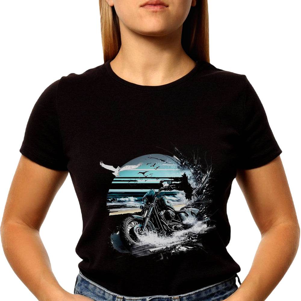 Print Beach Bike - Unisex Round Neck Regular Fit 100% Combed Cotton Half Sleeve T-Shirt - Mojilo Mart