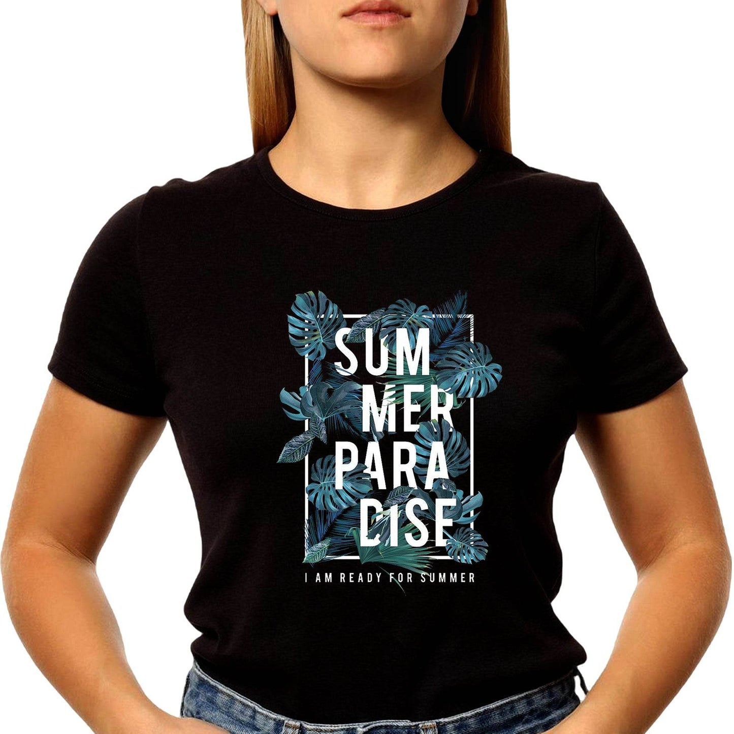 Summer Paradise I Am Ready For Summer - Unisex Round Neck Regular Fit 100% Combed Cotton Half Sleeve T-Shirt - Mojilo Mart