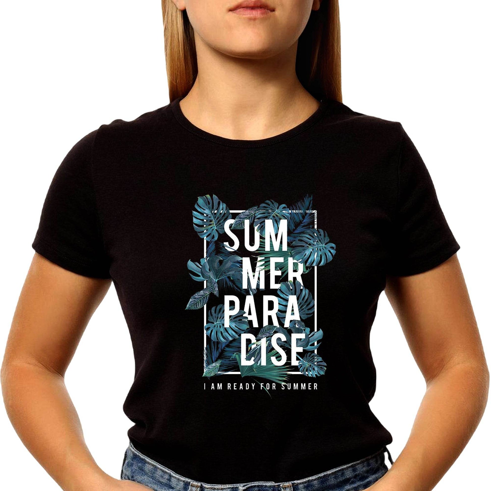 Summer Paradise I Am Ready For Summer - Unisex Round Neck Regular Fit 100% Combed Cotton Half Sleeve T-Shirt - Mojilo Mart