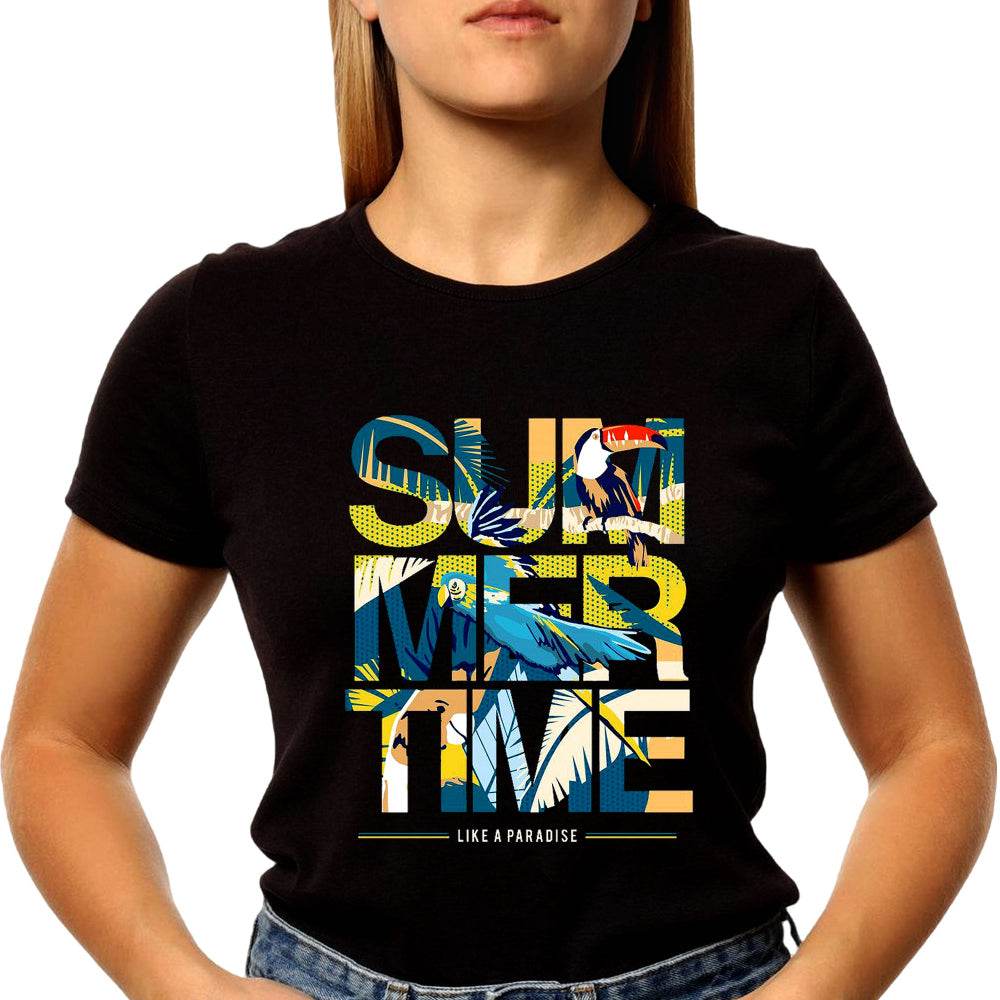 Summer Time Like A Paradise - Unisex Round Neck Regular Fit 100% Combed Cotton Half Sleeve T-Shirt - Mojilo Mart