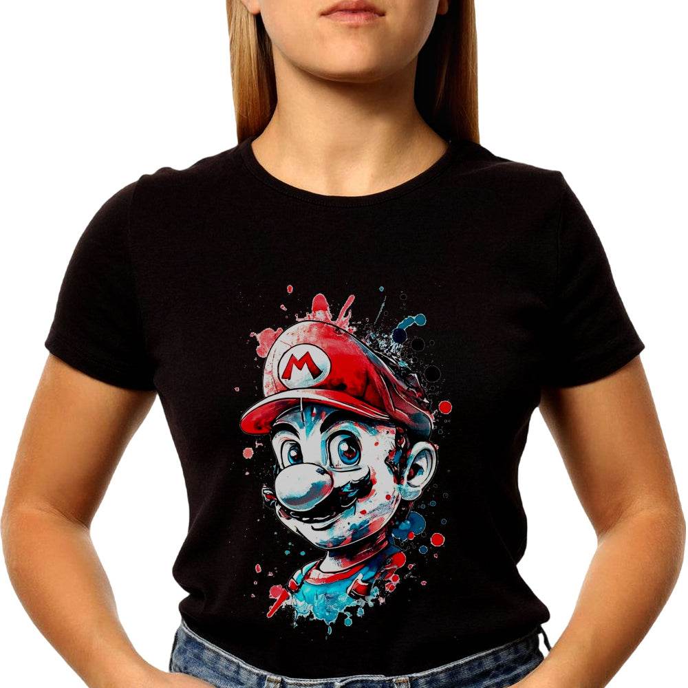 Super Mario minimalistic ink drawing style - Unisex Round Neck Regular Fit 100% Combed Cotton Half Sleeve T-Shirt - Mojilo Mart