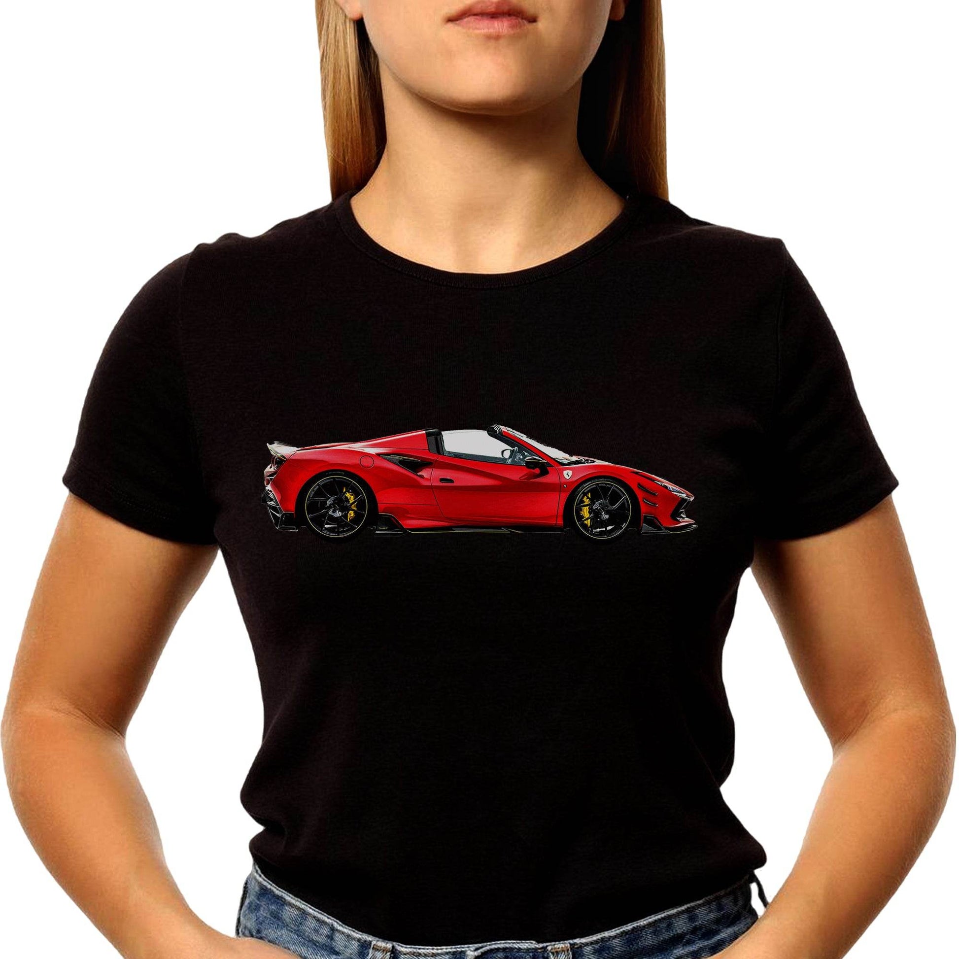 Supercar Vehicle Ferrari F8 Spider - Unisex Round Neck Regular Fit 100% Combed Cotton Half Sleeve T-Shirt - Mojilo Mart