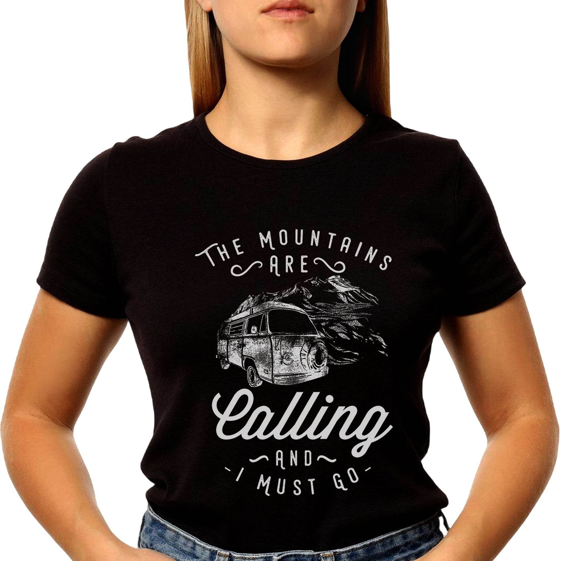 THE MOUNTAINS ARE Calling AND MUST GO - Unisex Round Neck Regular Fit 100% Combed Cotton Half Sleeve T-Shirt - Mojilo Mart
