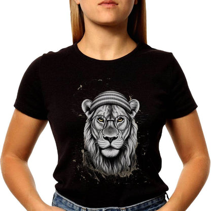 The Head Of A Lion With Glasses Drawn - Unisex Round Neck Regular Fit 100% Combed Cotton Half Sleeve T-Shirt - Mojilo Mart
