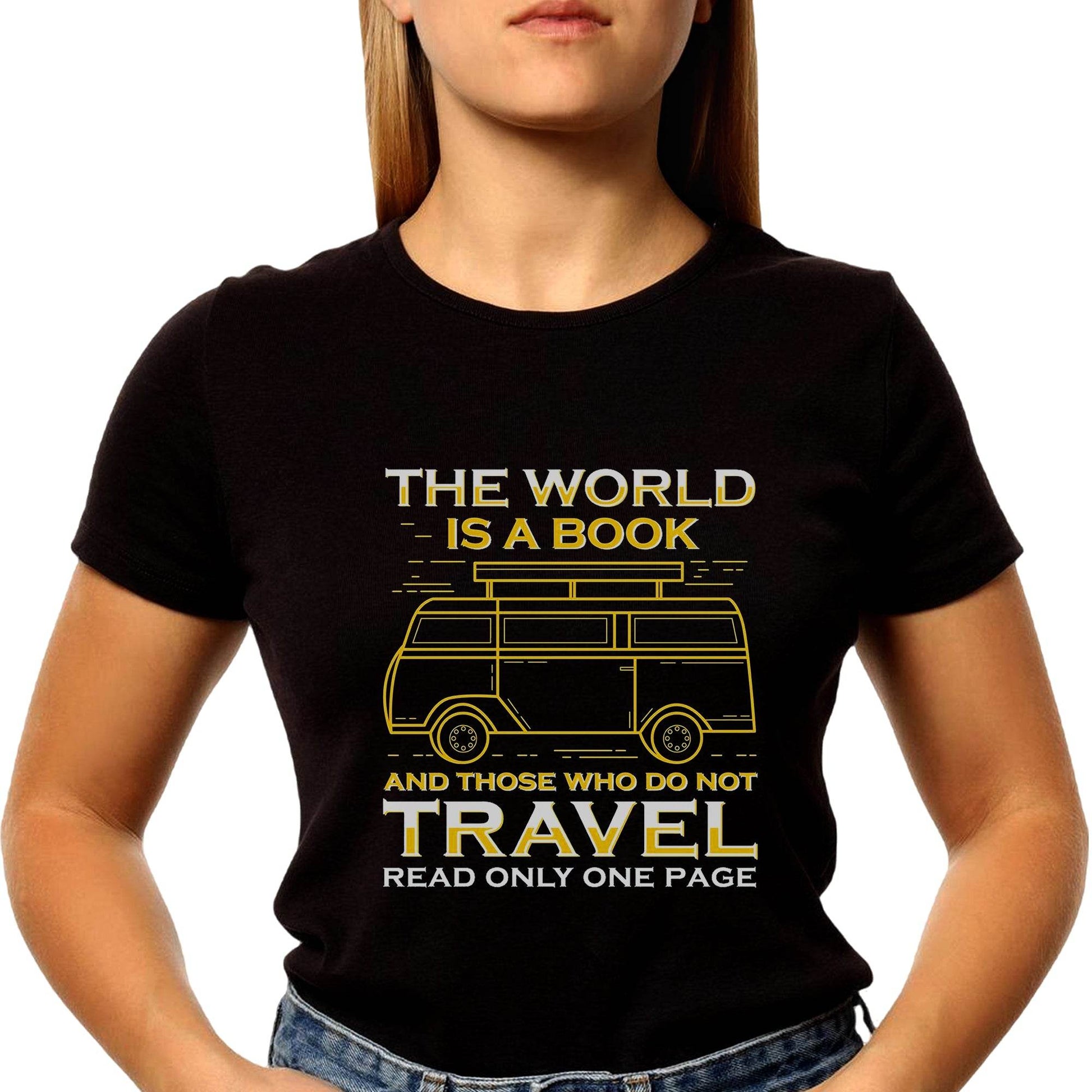 The world Is A book And those who do not travel read only one page - Unisex Round Neck Regular Fit 100% Combed Cotton Half Sleeve T-Shirt - Mojilo Mart