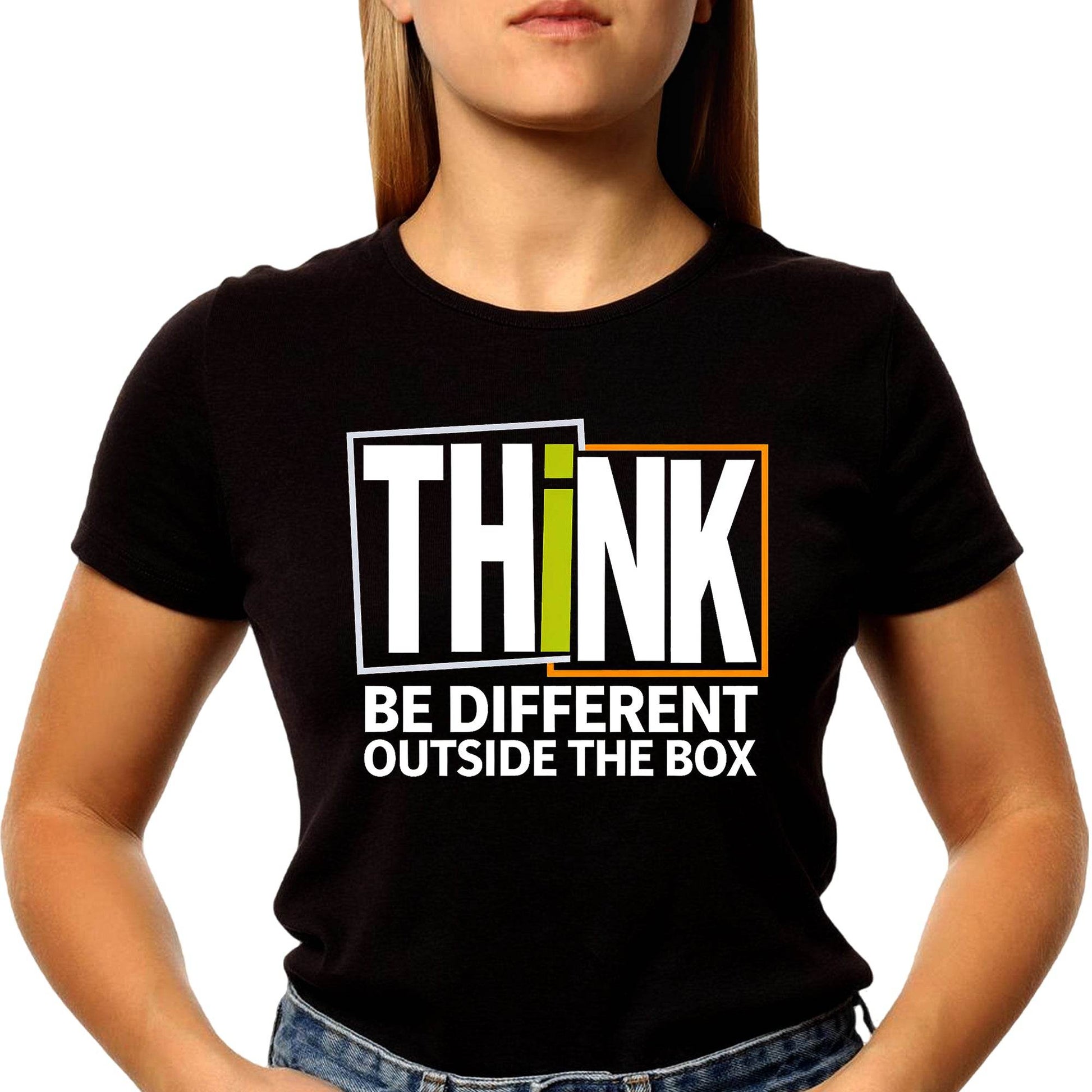 Think Be Different Outside The Box - Unisex Round Neck Regular Fit 100% Combed Cotton Half Sleeve T-Shirt - Mojilo Mart