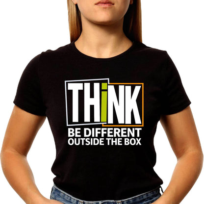 Think Be Different Outside The Box - Unisex Round Neck Regular Fit 100% Combed Cotton Half Sleeve T-Shirt - Mojilo Mart