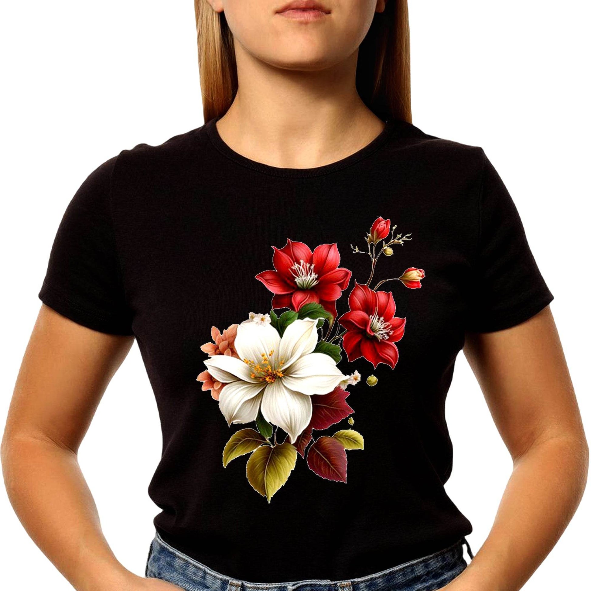 Threadflix Simply Flowers - Unisex Round Neck Regular Fit 100% Combed Cotton Half Sleeve T-Shirt - Mojilo Mart