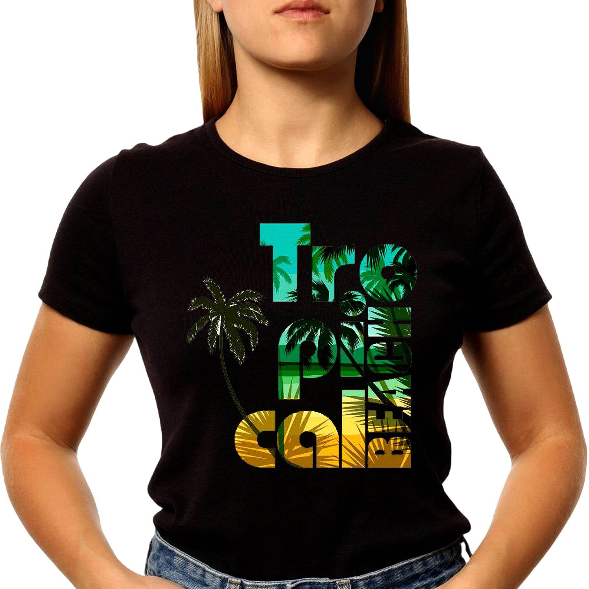 Tropical Beach TShirt, Summer Holiday TShirt - Unisex Round Neck Regular Fit 100% Combed Cotton Half Sleeve T-Shirt - Mojilo Mart