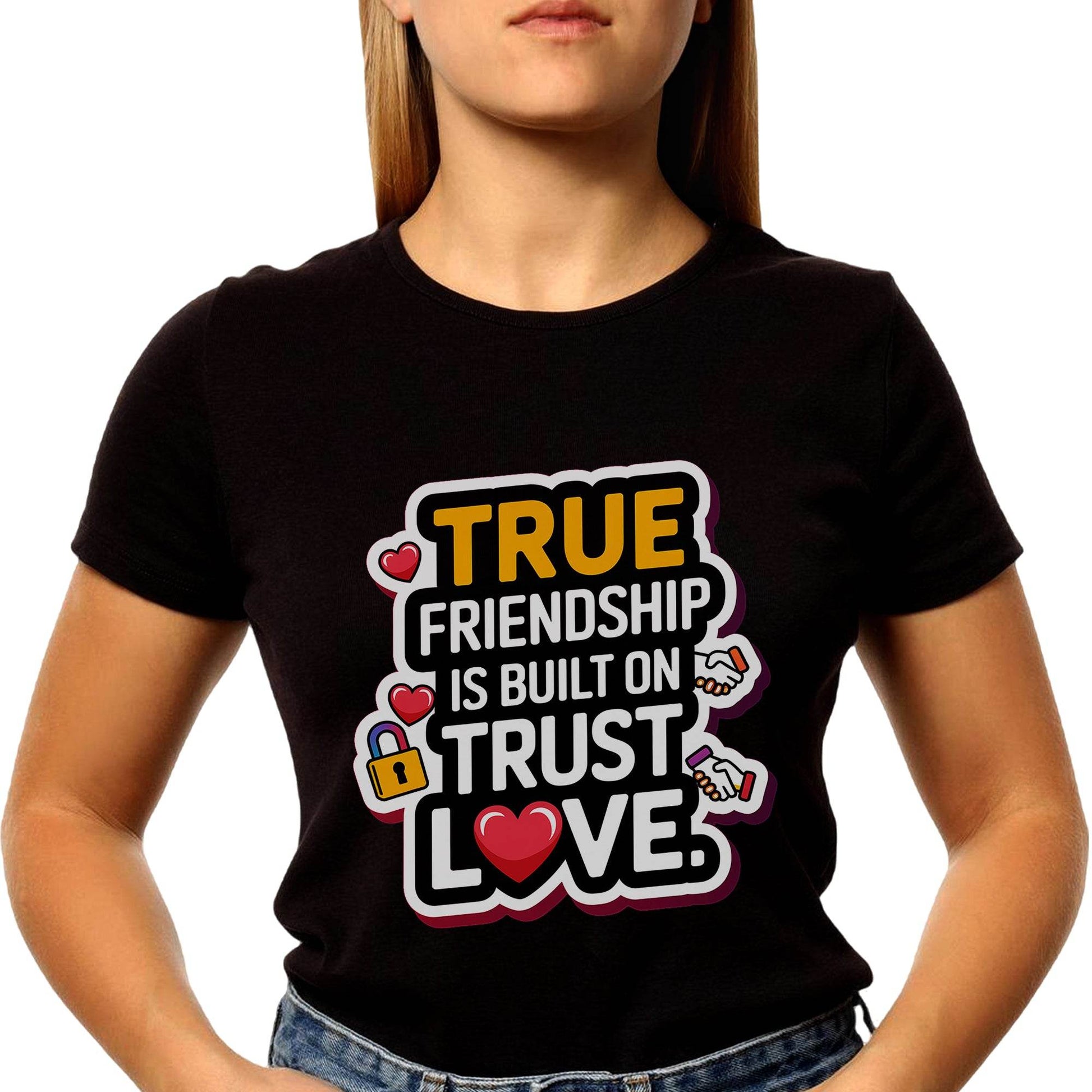 True Friendship is Built On Trust Love - Unisex Round Neck Regular Fit 100% Combed Cotton Half Sleeve T-Shirt - Mojilo Mart