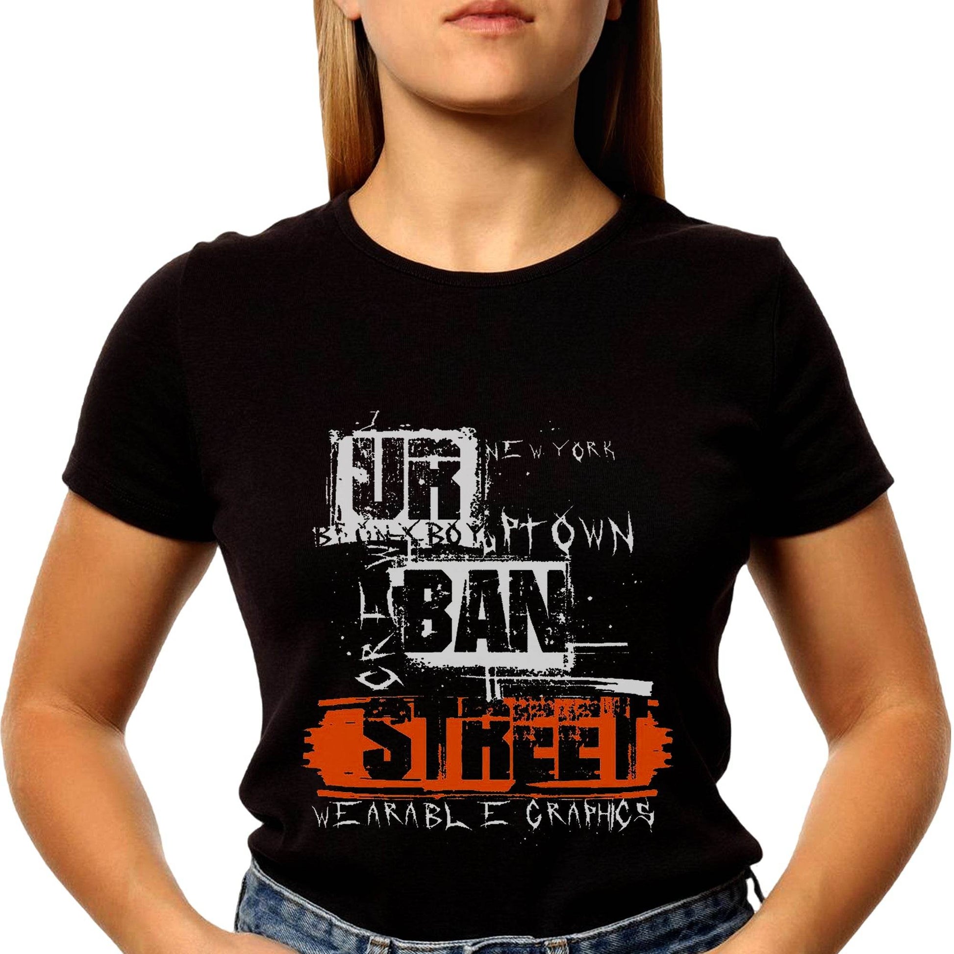 UR BRO TOWN BAN STRECI WEARABLE GRAPHICS - Unisex Round Neck Regular Fit 100% Combed Cotton Half Sleeve T-Shirt - Mojilo Mart
