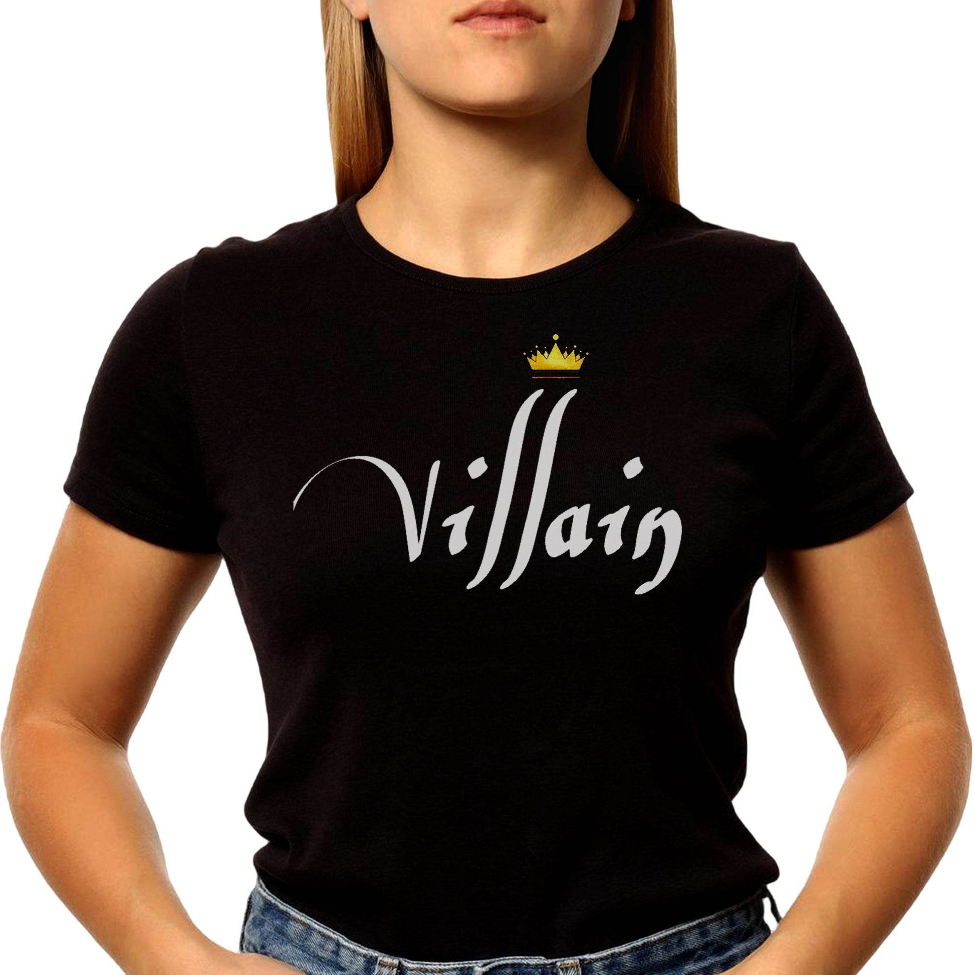 VILLAIN - Unisex Round Neck Regular Fit 100% Combed Cotton Half Sleeve T-Shirt - Mojilo Mart