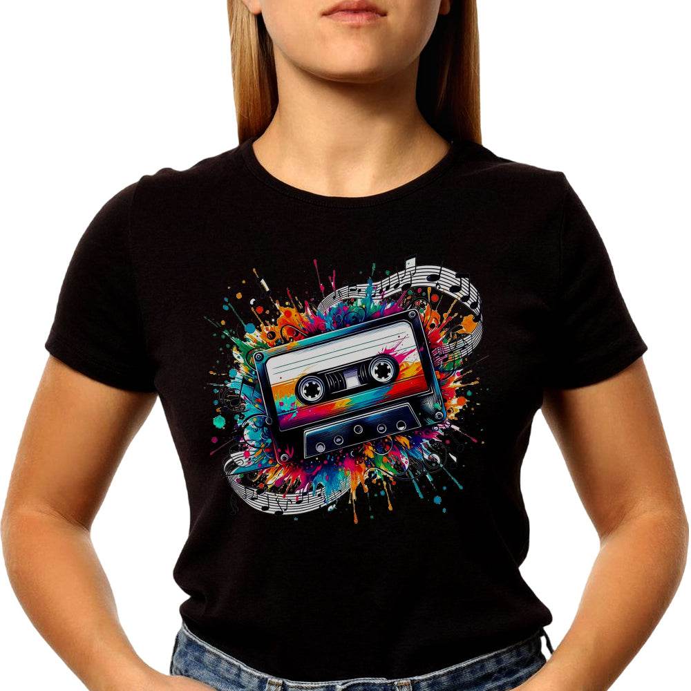 VINTAGE CLASSIC Cassette tape WITH MUSIC NOTE - Unisex Round Neck Regular Fit 100% Combed Cotton Half Sleeve T-Shirt - Mojilo Mart