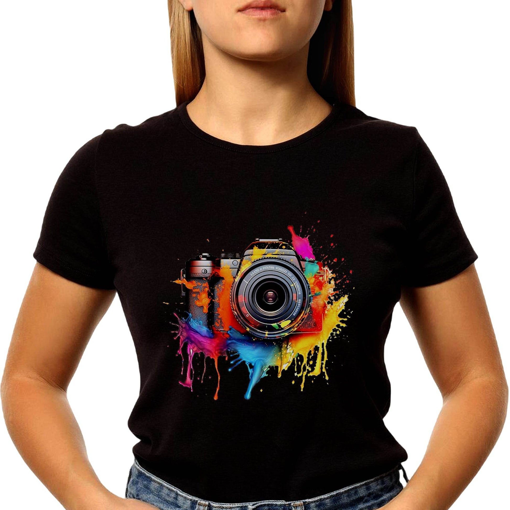 Vector colorful camera - Unisex Round Neck Regular Fit 100% Combed Cotton Half Sleeve T-Shirt - Mojilo Mart