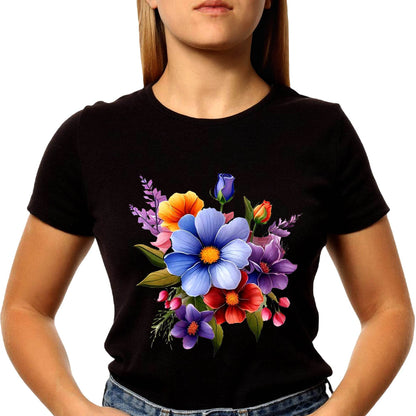 Vintage Flowers Wildflowers - Unisex Round Neck Regular Fit 100% Combed Cotton Half Sleeve T-Shirt - Mojilo Mart