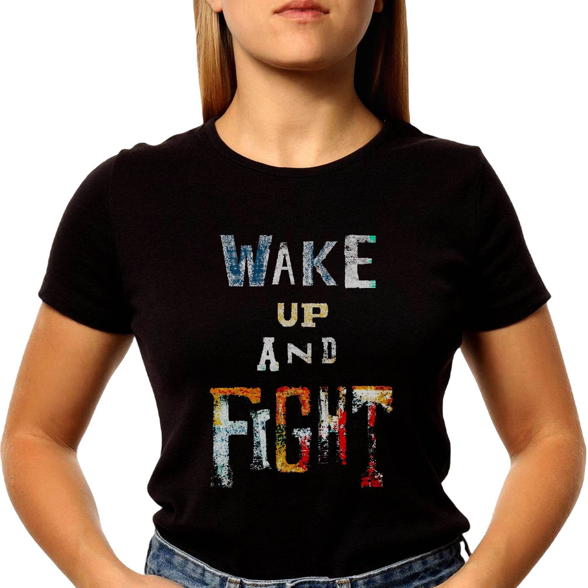 WAKE UP AND FIGHT - Unisex Round Neck Regular Fit 100% Combed Cotton Half Sleeve T-Shirt - Mojilo Mart