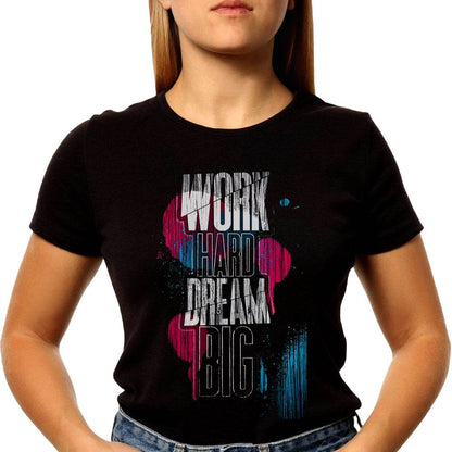 WORK HARD DREAM BIG PRINT - Unisex Round Neck Regular Fit 100% Combed Cotton Half Sleeve T-Shirt - Mojilo Mart