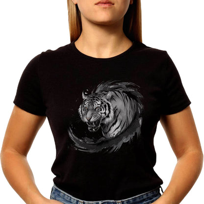 White Tiger Faded Portrait Tee - Unisex Round Neck Regular Fit 100% Combed Cotton Half Sleeve T-Shirt - Mojilo Mart