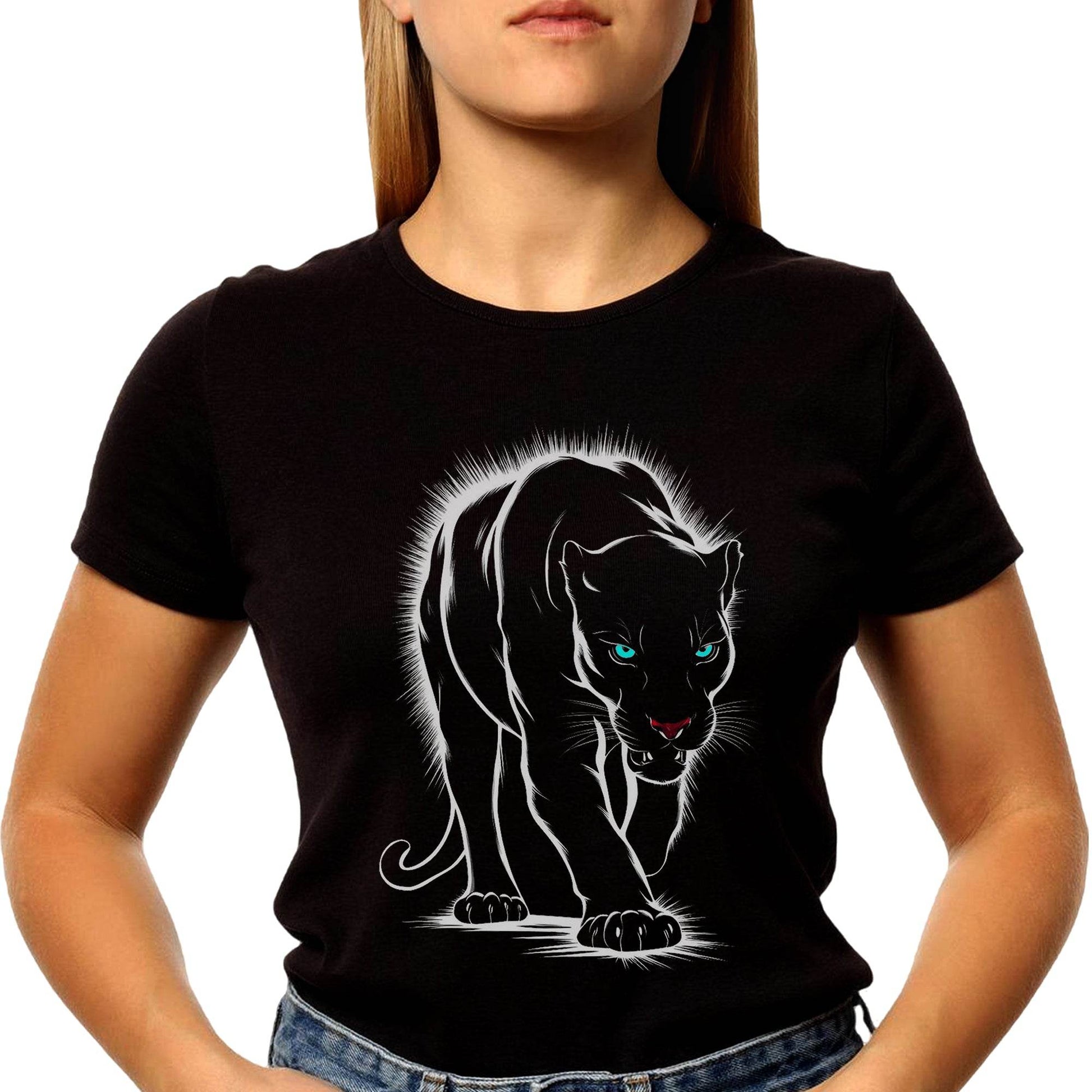 Wild Animal Black Panther - Unisex Round Neck Regular Fit 100% Combed Cotton Half Sleeve T-Shirt - Mojilo Mart