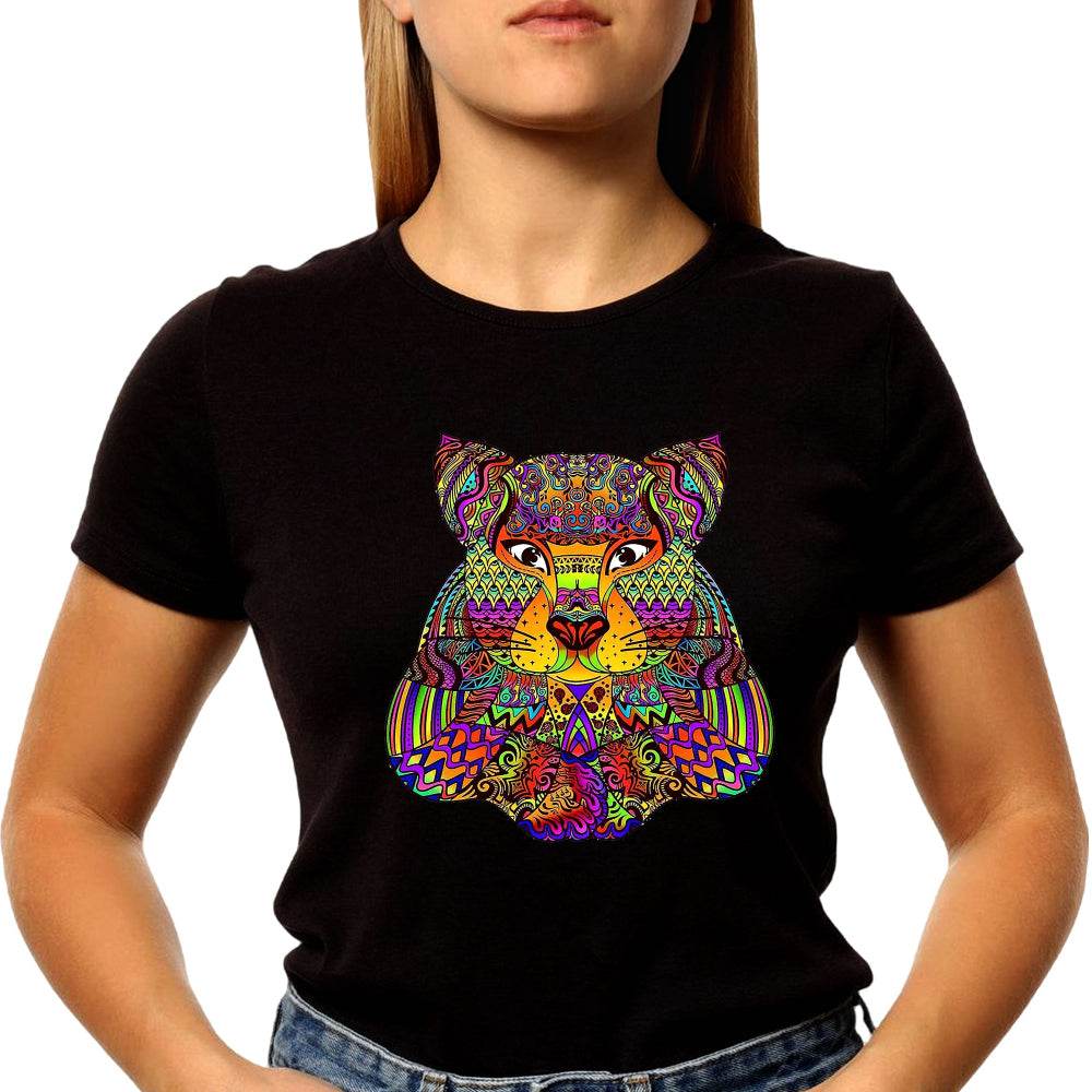 Wolf mandala colorful spectral wolf head gifts - Unisex Round Neck Regular Fit 100% Combed Cotton Half Sleeve T-Shirt - Mojilo Mart