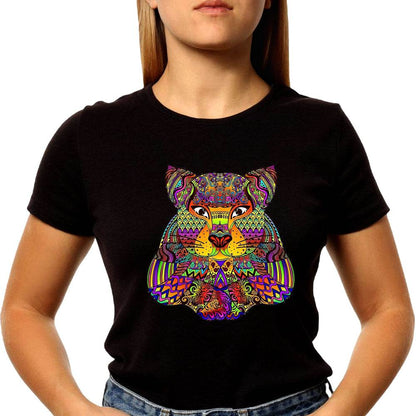 Wolf mandala colorful spectral wolf head gifts - Unisex Round Neck Regular Fit 100% Combed Cotton Half Sleeve T-Shirt - Mojilo Mart