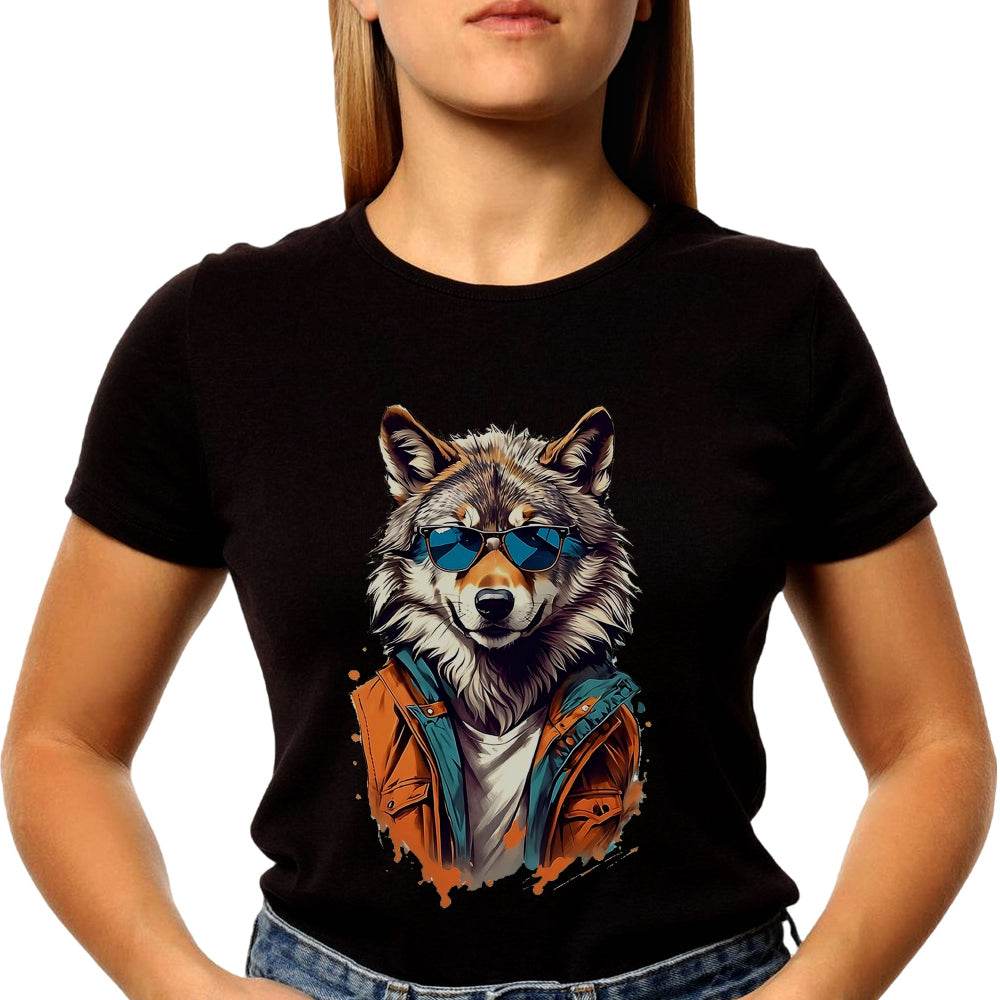 Wolf wearing sunglasses - Unisex Round Neck Regular Fit 100% Combed Cotton Half Sleeve T-Shirt - Mojilo Mart