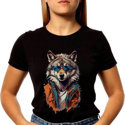 Wolf wearing sunglasses - Unisex Round Neck Regular Fit 100% Combed Cotton Half Sleeve T-Shirt - Mojilo Mart