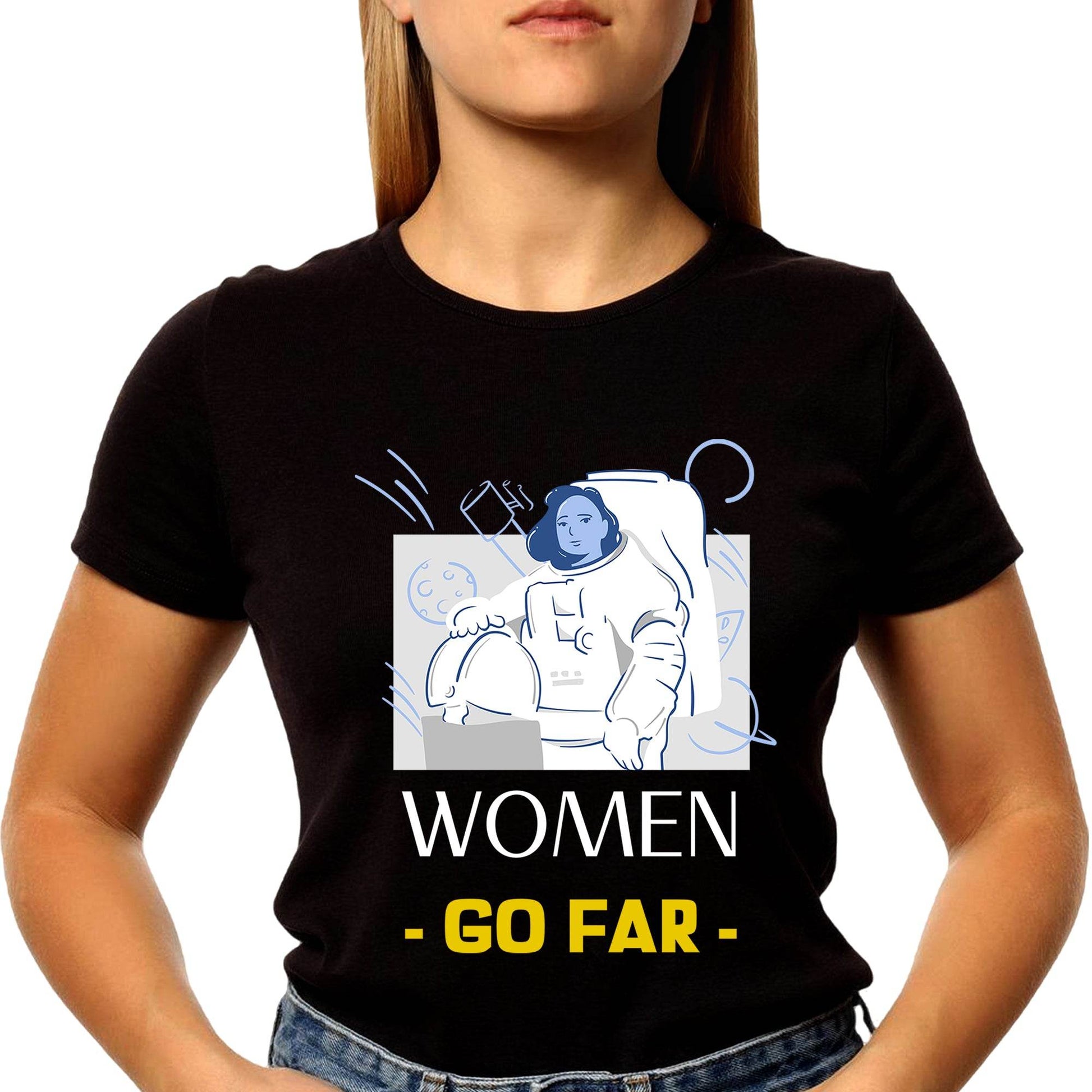 Women Go Far Photo - Unisex Round Neck Regular Fit 100% Combed Cotton Half Sleeve T-Shirt - Mojilo Mart