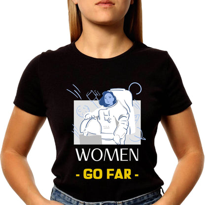 Women Go Far Photo - Unisex Round Neck Regular Fit 100% Combed Cotton Half Sleeve T-Shirt - Mojilo Mart