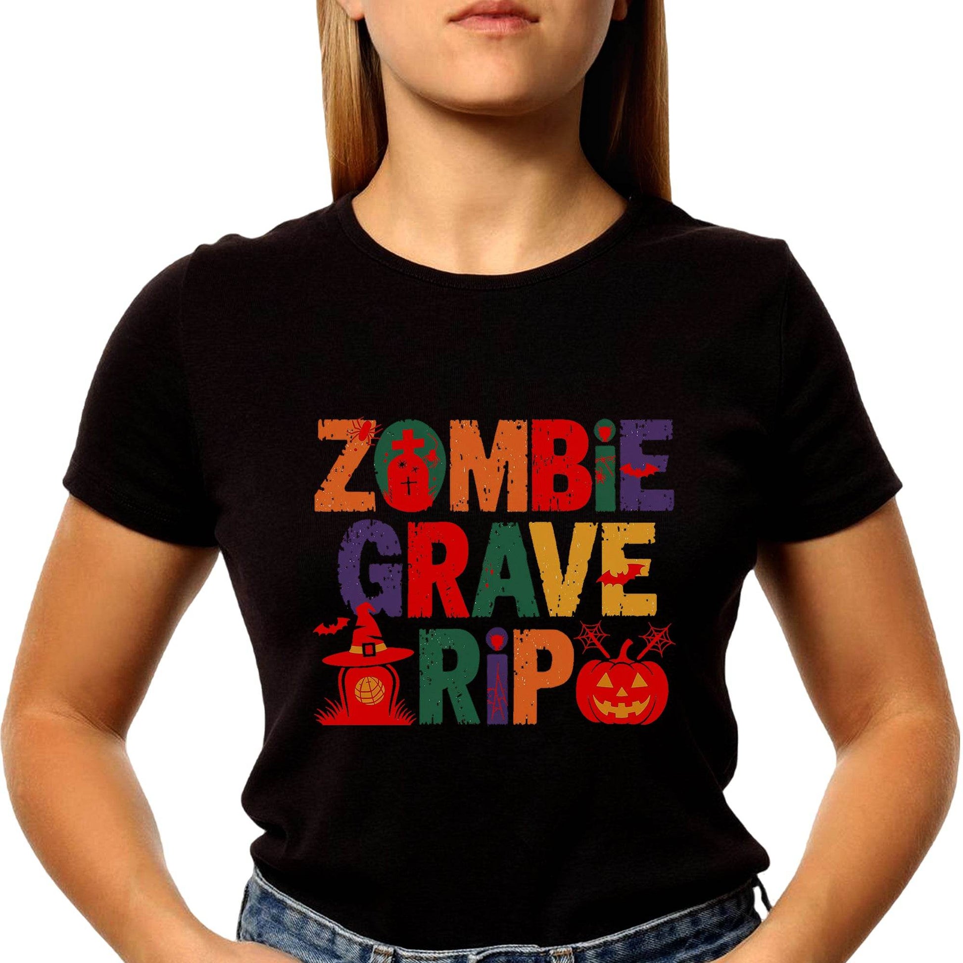ZOMBIE GRAVE RIP - Unisex Round Neck Regular Fit 100% Combed Cotton Half Sleeve T-Shirt - Mojilo Mart