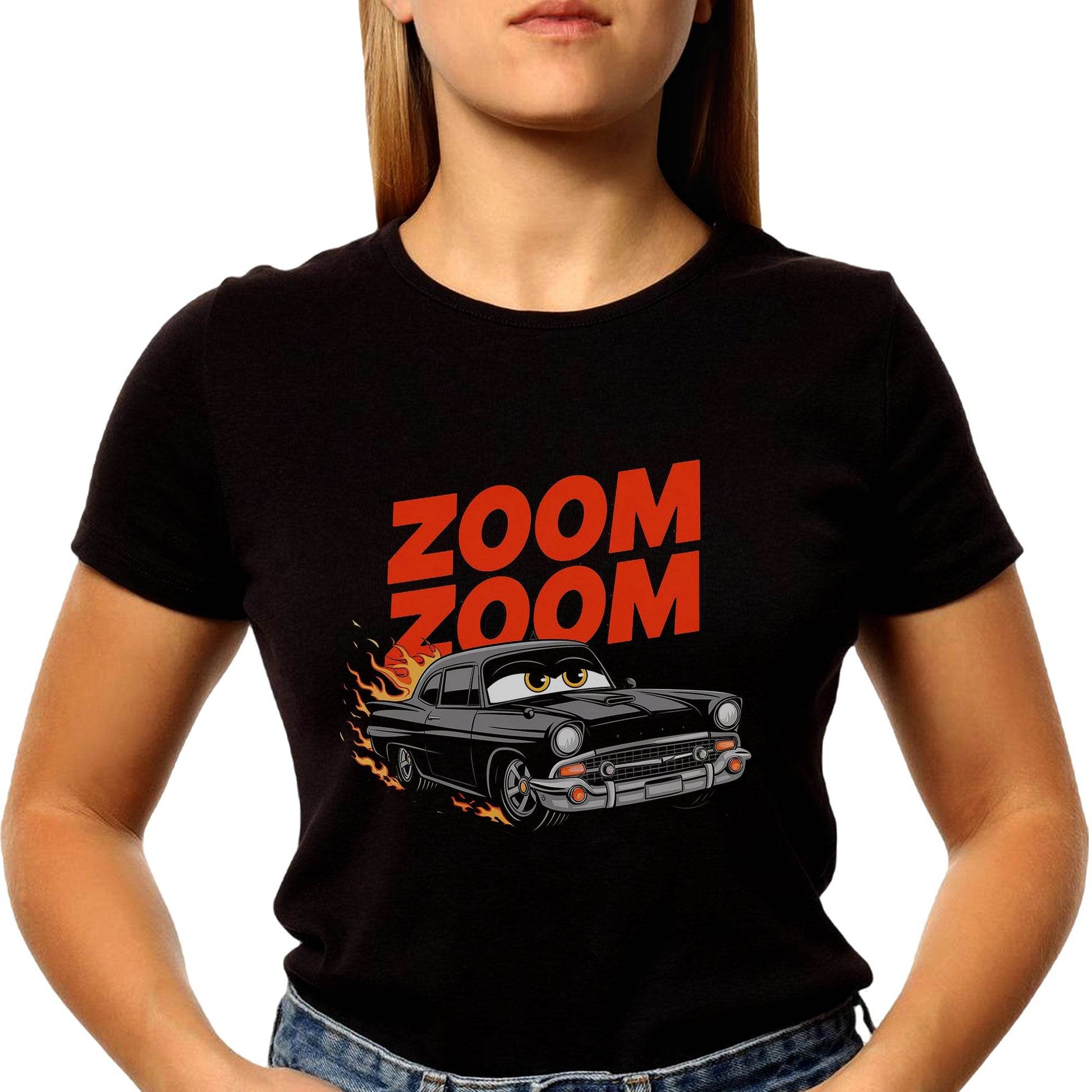 ZOOM ZOOM - Unisex Round Neck Regular Fit 100% Combed Cotton Half Sleeve T-Shirt - Mojilo Mart