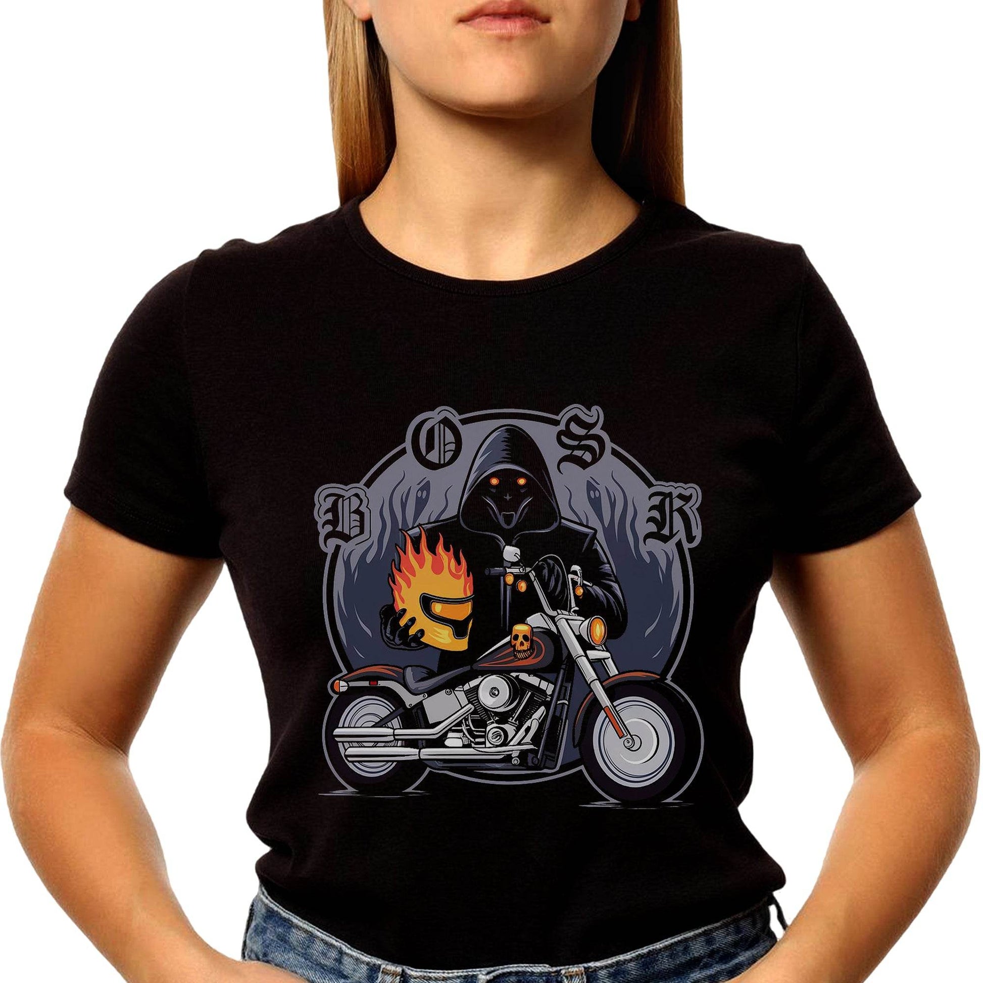 Man with fire bike - Unisex Round Neck Regular Fit 100% Combed Cotton Half Sleeve T-Shirt - Mojilo Mart