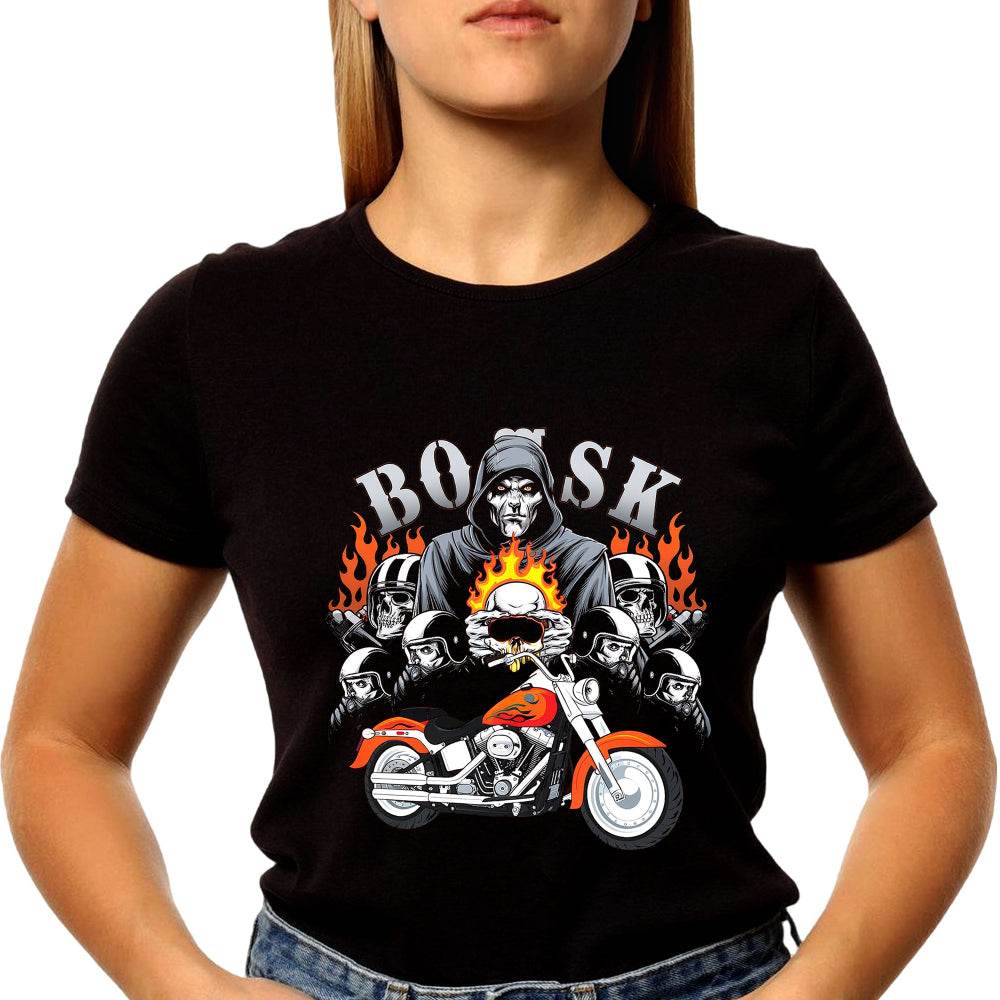 Man with fire bike Desing - Unisex Round Neck Regular Fit 100% Combed Cotton Half Sleeve T-Shirt - Mojilo Mart