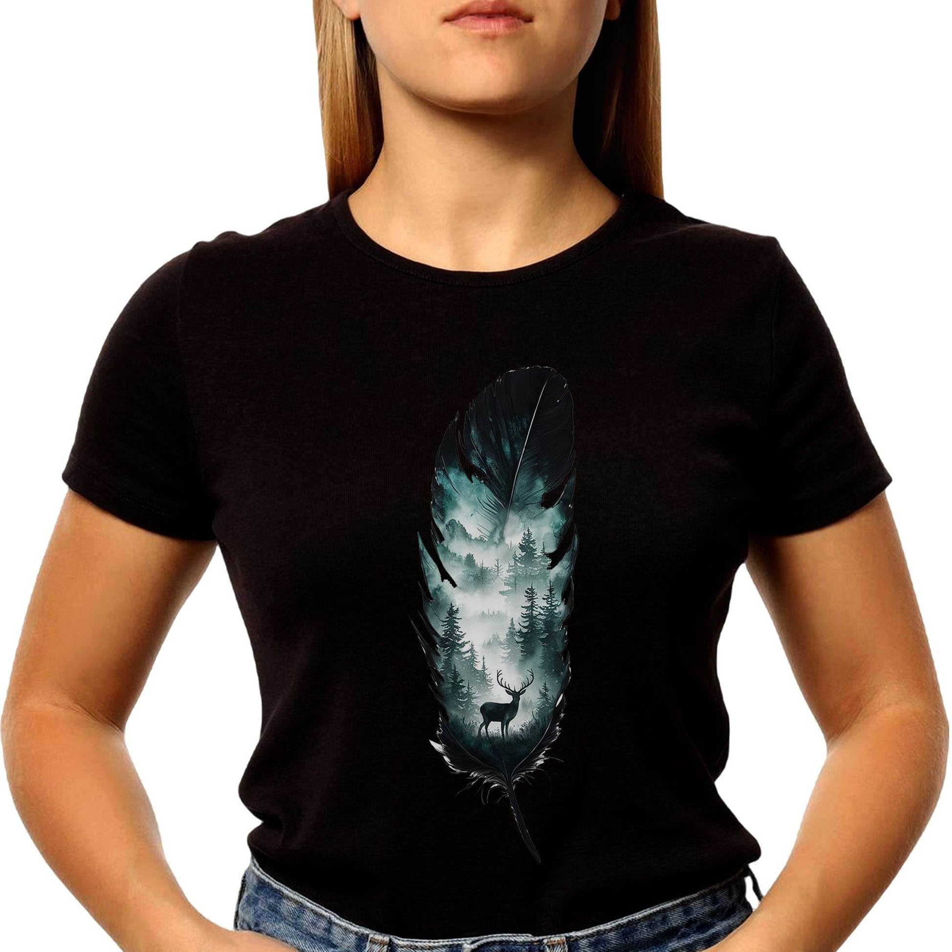 Moose with a forest - Unisex Round Neck Regular Fit 100% Combed Cotton Half Sleeve T-Shirt - Mojilo Mart