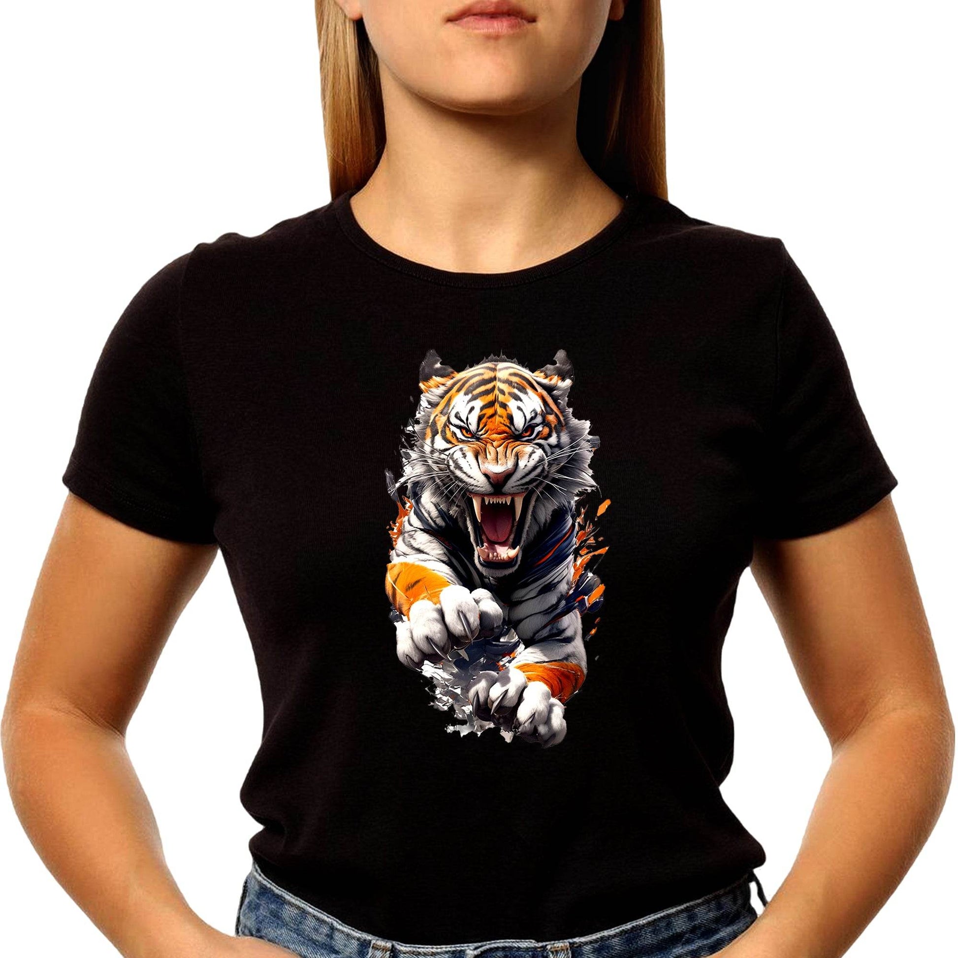Vibrant tshirt featuring a tigers - Unisex Round Neck Regular Fit 100% Combed Cotton Half Sleeve T-Shirt - Mojilo Mart